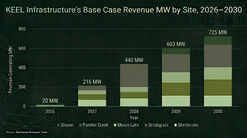 Keel Infrastructure Base Case Revenue per MW by Site Northwise